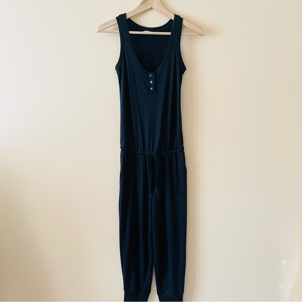 La Vie En Rose Black Jumpsuit with Scoop Neckline and Wide Straps